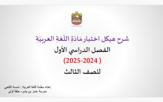 شرح هيكل لغة عربية الصف الثالث الفصل الأول 2024-2025