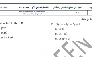 مراجعة هيكل وحدة الدوال من منظور التفاضل والتكامل الرياضيات الصف الثاني عشر
