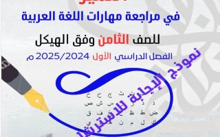 مراجعة وفق الهيكل لغة عربية الصف الثامن الفصل الأول 2024-2025