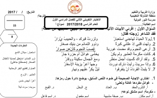 اختبار لغة عربية الصف الحادي عشر الفصل الأول - نموذج 4
