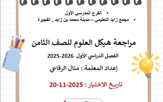 مراجعة عامة حسب الهيكل الوزاري العلوم المتكاملة الصف الثامن