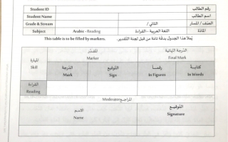 امتحان وزاري لغة عربية للصف الثاني الفصل الثاني 2019
