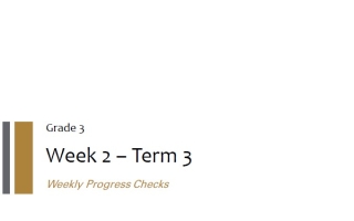 الخطة الأسبوعية Weekly Progress Checks Week 2 اللغة الإنجليزية الصف الثالث