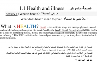 ملخص علوم صحية الصف الحادي عشر الفصل الأول