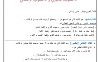 ورقة عمل درس الاسلوب الخبري والإنشائي لغة عربية الصف السابع