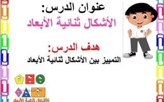 حل درس الأشكال ثنائية الأبعاد الرياضيات المتكاملة الصف الثاني الفصل الثالث