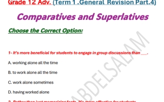 ورقة عمل Comparatives and Superlatives لغة إنجليزية الصف الثاني عشر متقدم الفصل الاول